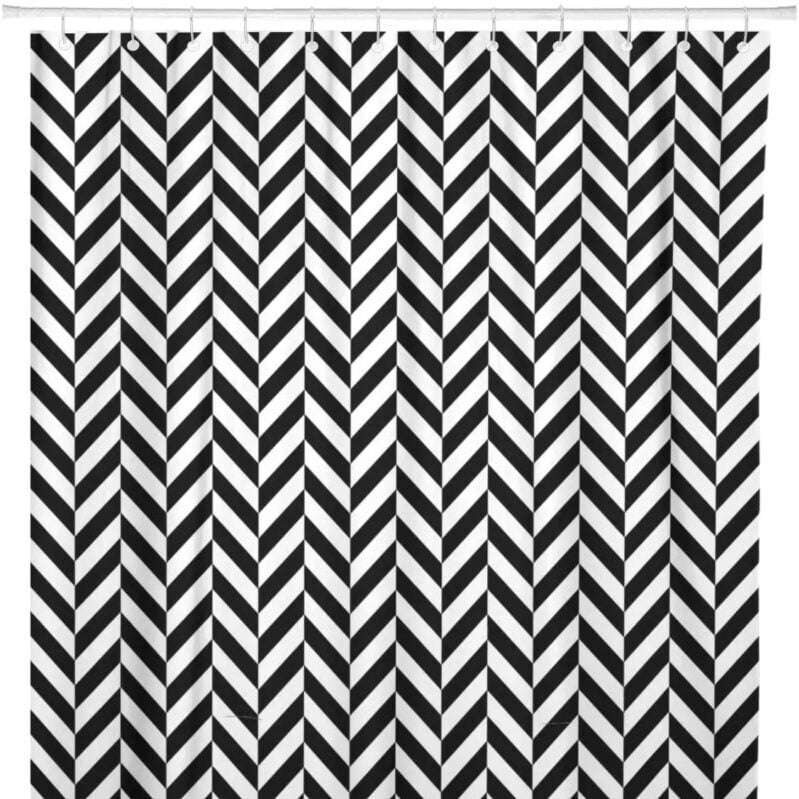 Beautiful black and white fabric shower curtain