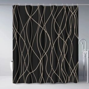 Black and white striped shower curtain