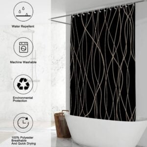 Black and white striped shower curtain infos
