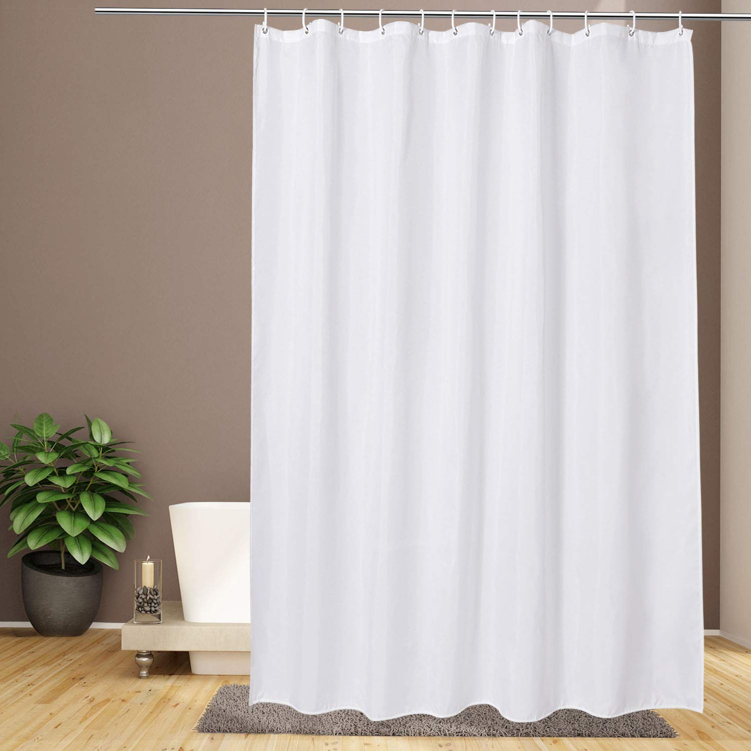 White shower curtain