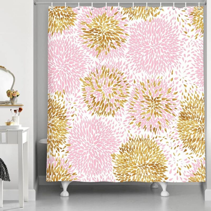 bold pink and gold shower curtain