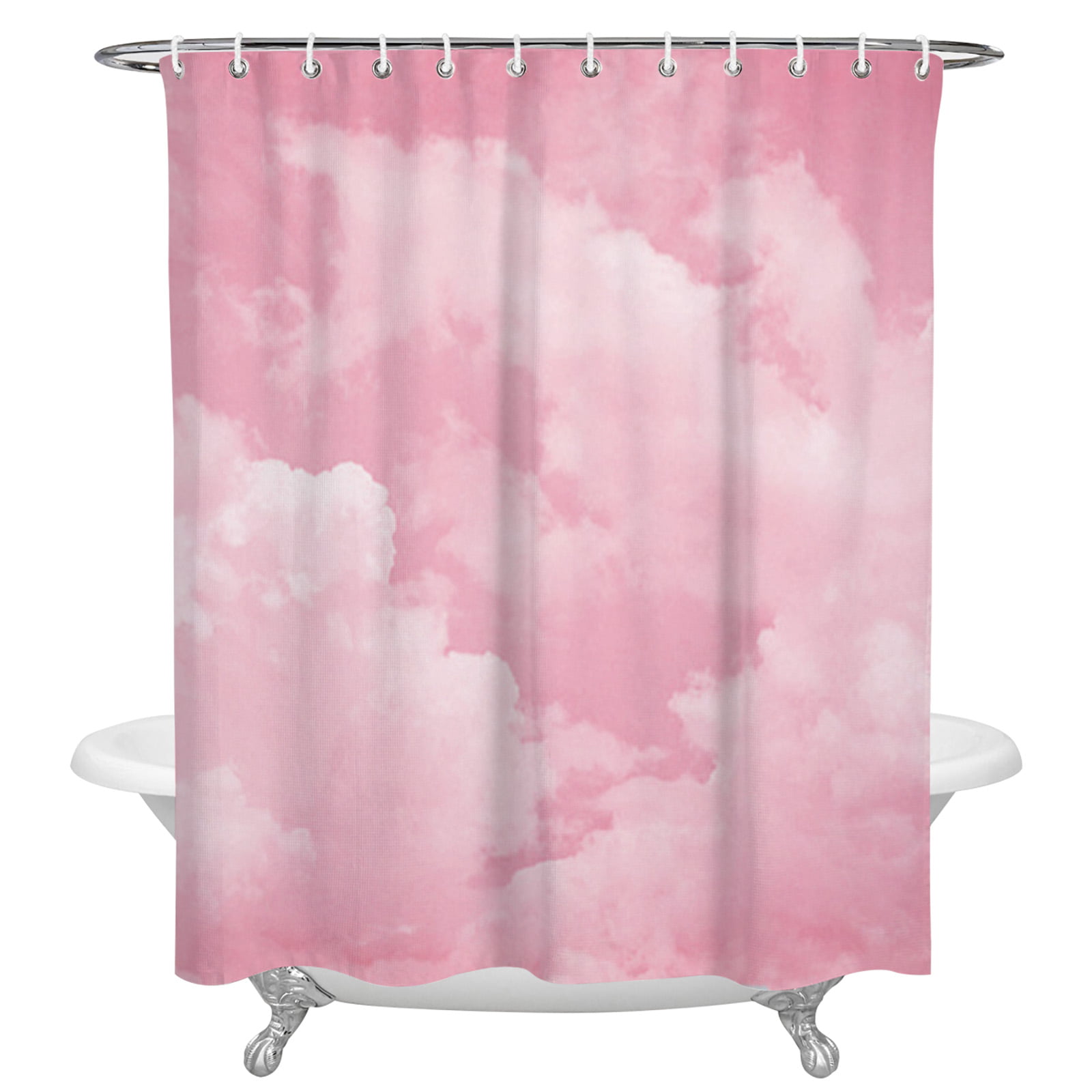 fabric pink shower curtain