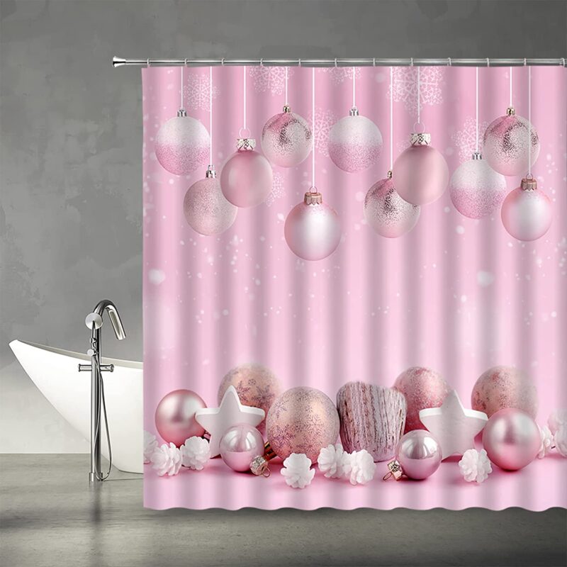 great pink christmas shower curtain