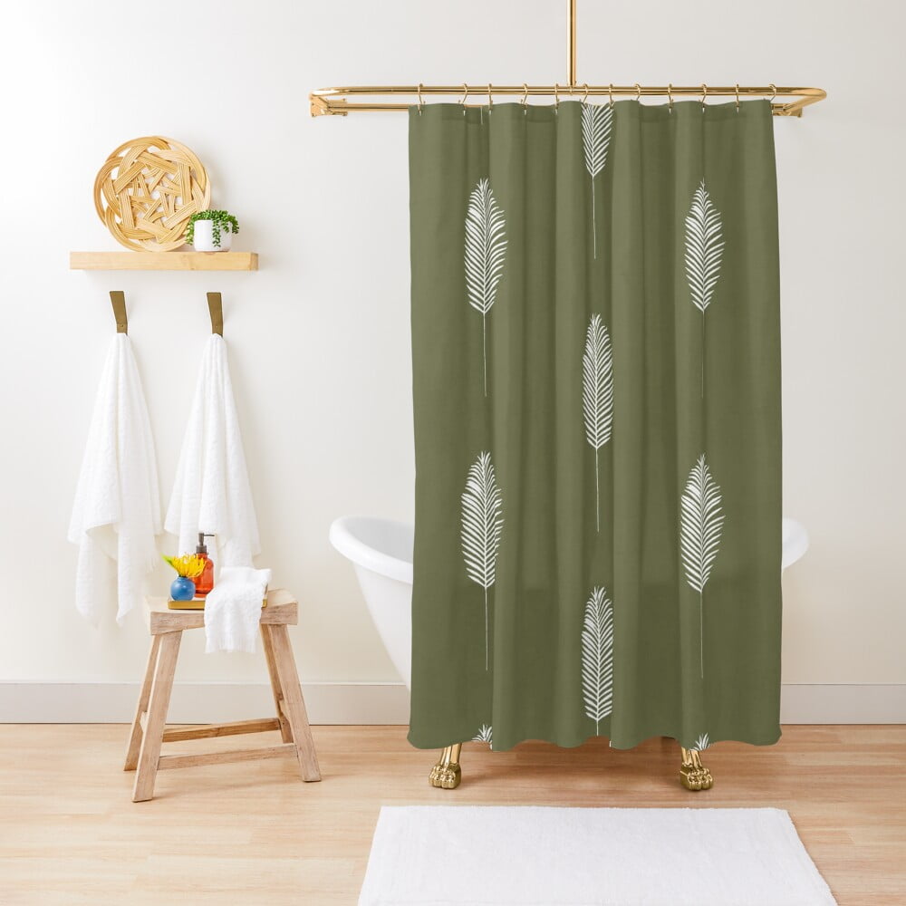 green boho shower curtain