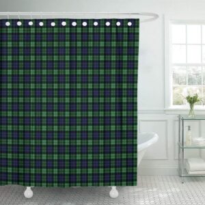 green plaid shower curtain