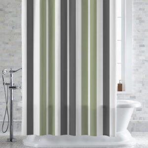 grey and green shower curtain bathroom