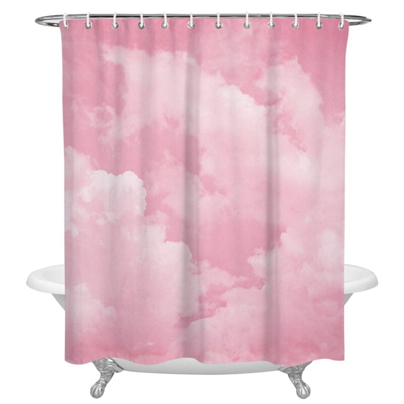 light pink shower curtain
