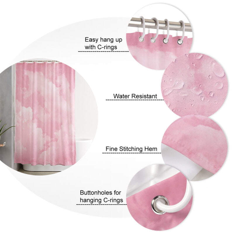 light pink shower curtain features