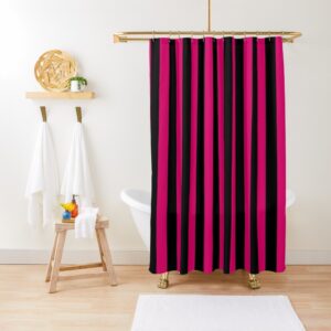 pink and black shower curtain