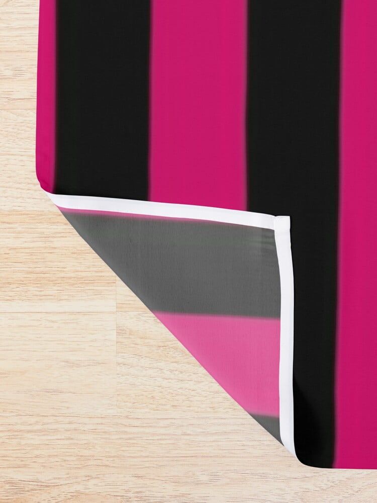 pink and black shower curtain cut view