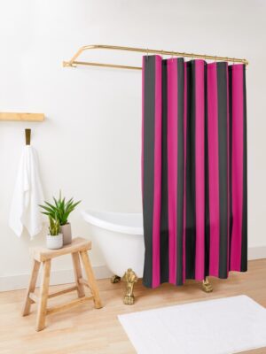 pink and black shower curtain large view