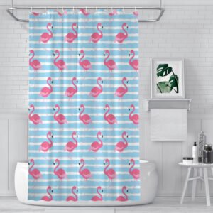 pink and blue shower curtain