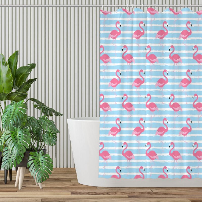 pink and blue shower curtain large view