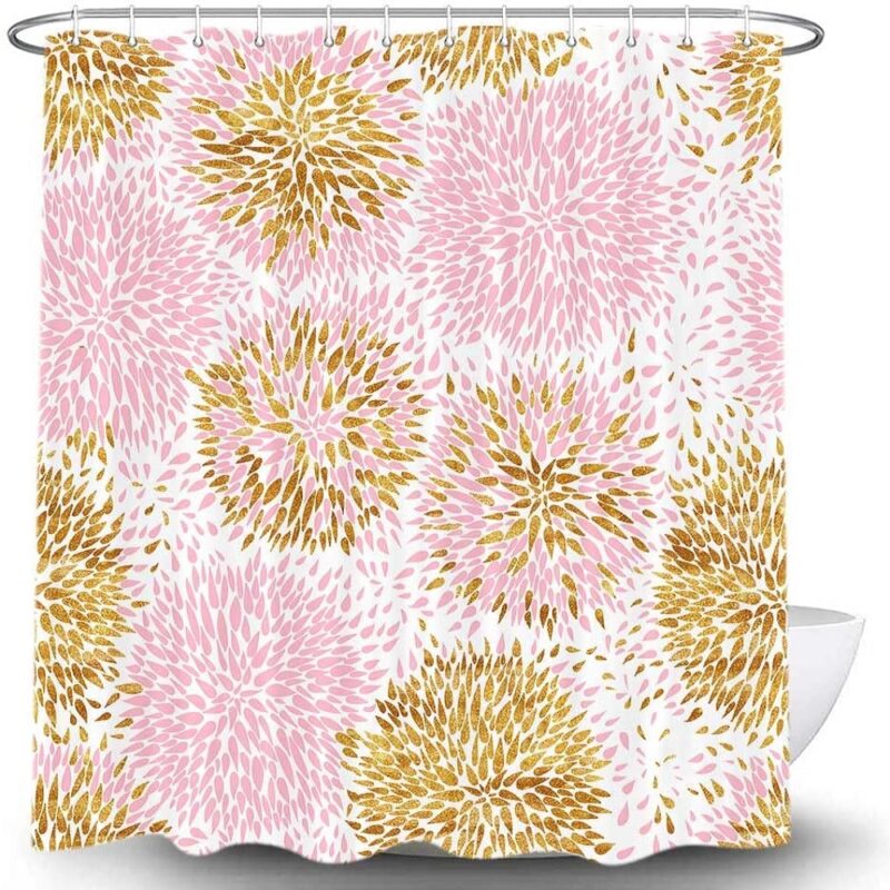 pink and gold shower curtain