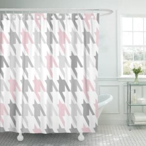 pink and grey shower curtain