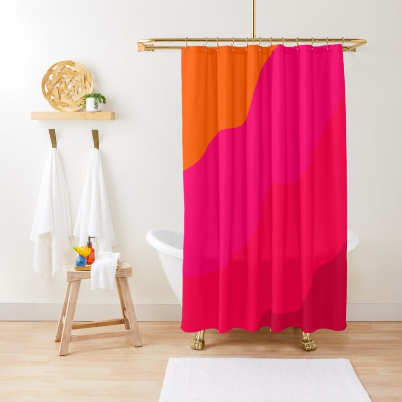 pink and orange shower curtain