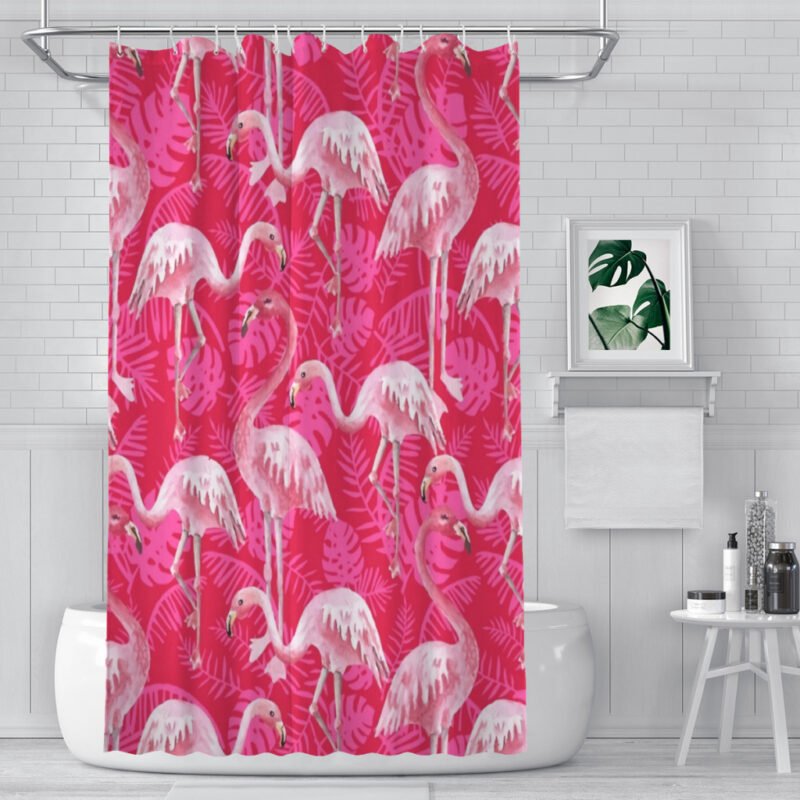 Pink flamingo shower curtain