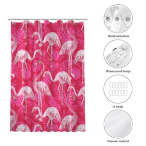 pink flamingo shower curtain features