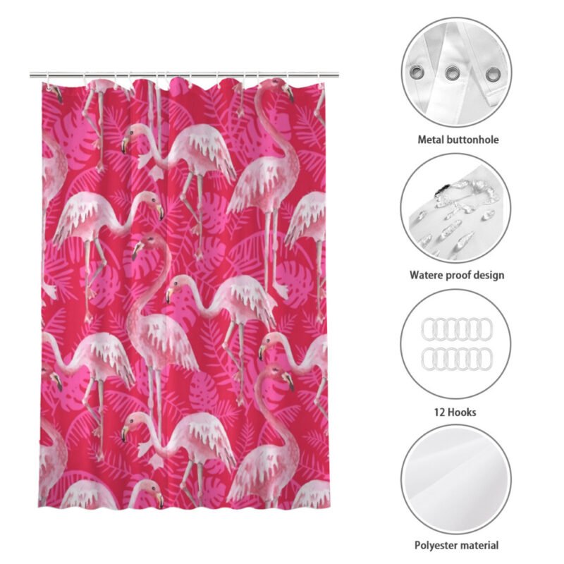 pink flamingo shower curtain features