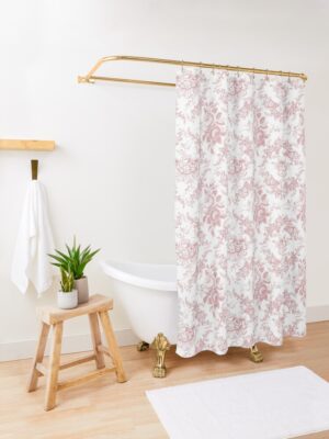 pink toile shower curtain large view