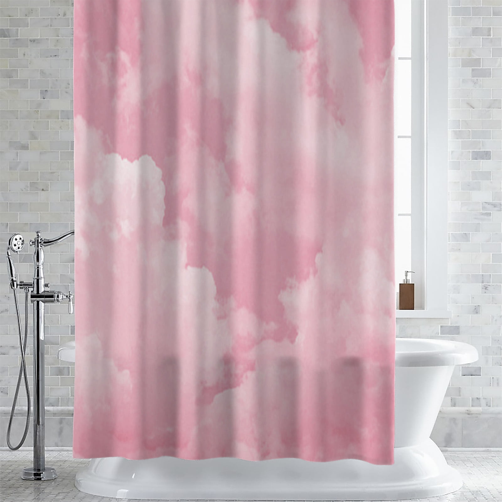 polyester light pink shower curtain
