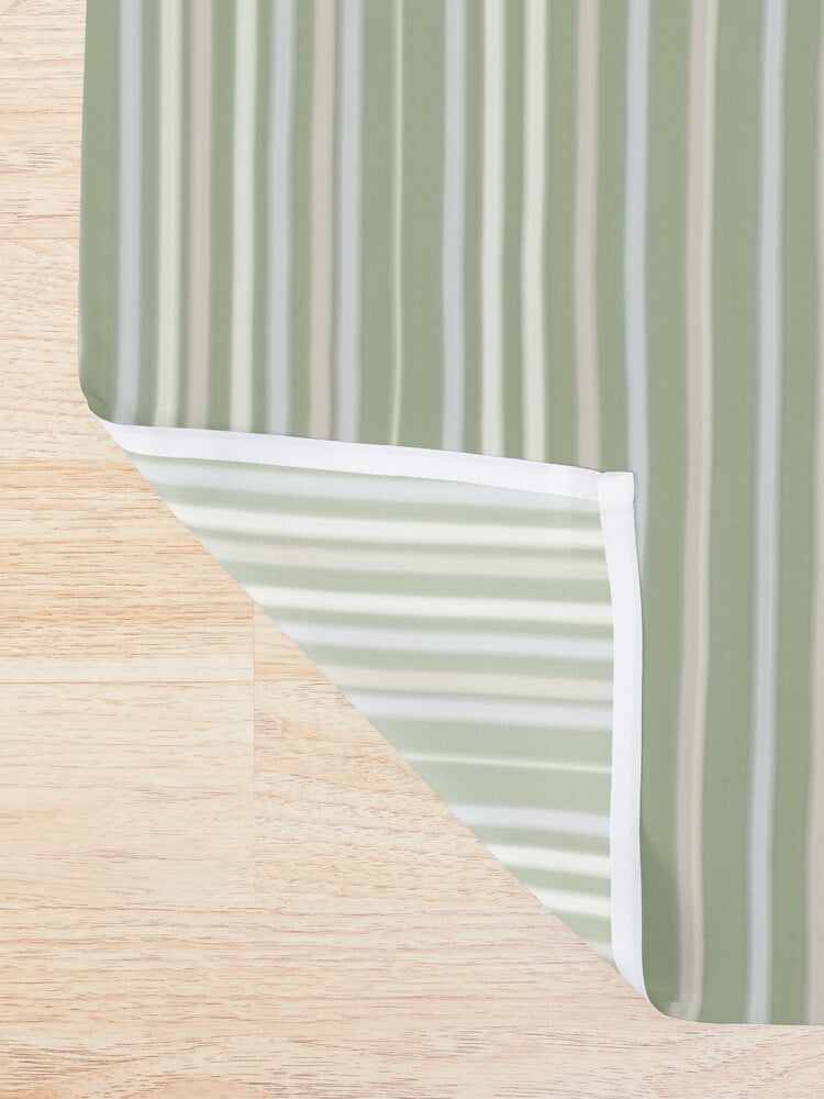 waterproof green striped shower curtain