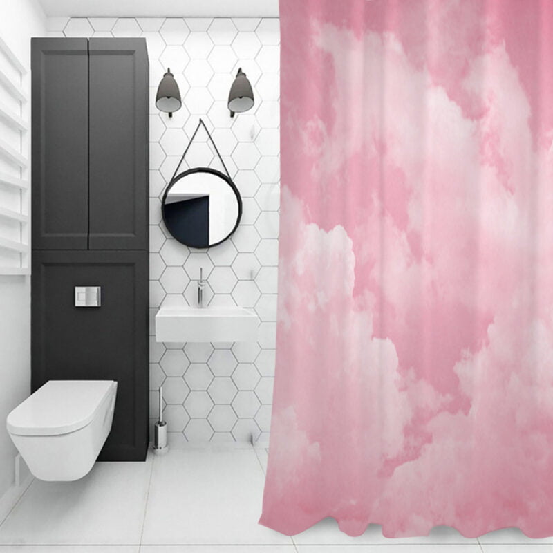 waterproof light pink shower curtain