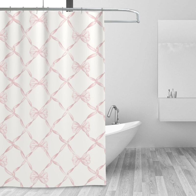 waterproof pink floral shower curtain